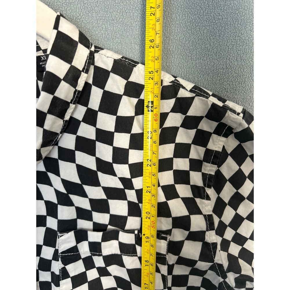 Vans Boys Short Sleeve Button Down Shirt Warped Checkerboard Cotton Black XL - Picture 5 of 9